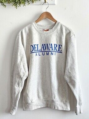 Pro-Weave Delaware Alumni Sweatshirt Unisex Small Gray Crewneck Fleece MV Sport